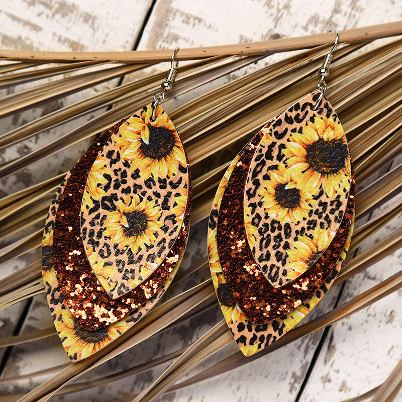 Download Leopard Sunflower Sequined Leaf Multi-Layered Leather ...