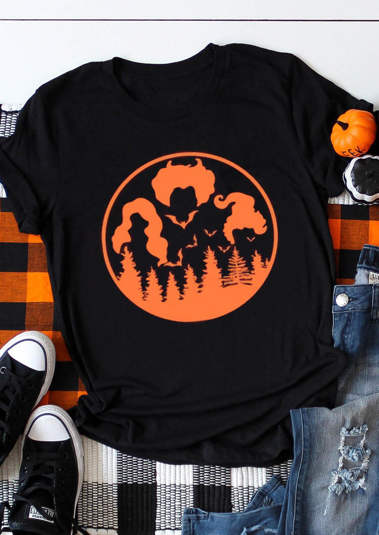 

Witches O-Neck T-Shirt Tee - Black, 480229