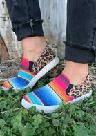 Leopard Serape Striped Splicing Canvas Sneakers