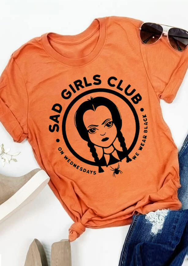 

Halloween Sad Girls Club Spider T-Shirt Tee - Orange, 480866