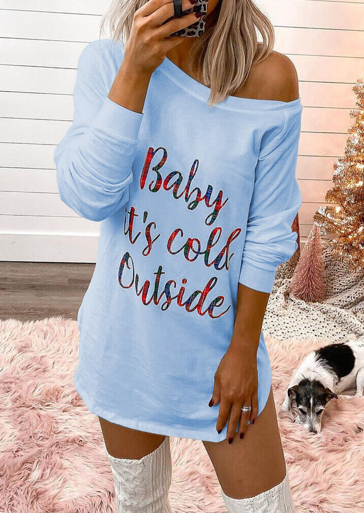 

Baby It's Cold Outside Mini Dress - Light Blue, 481204