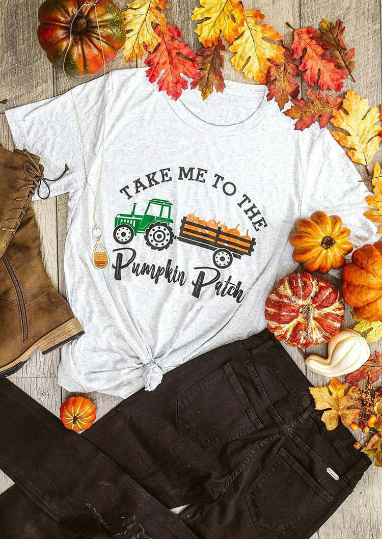 

Take Me To The Pumpkin Patch T-Shirt Tee - Light Grey, 481219