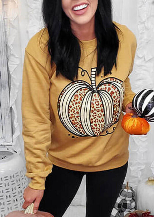 

Leopard Striped Pumpkin Sweatshirt - Yellow, 481485