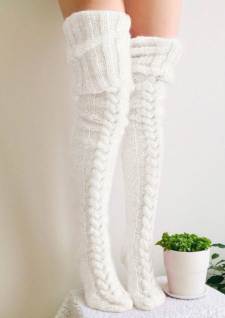 Soft Warm Over Knee Extra Long Knitted Socks Bellelily 