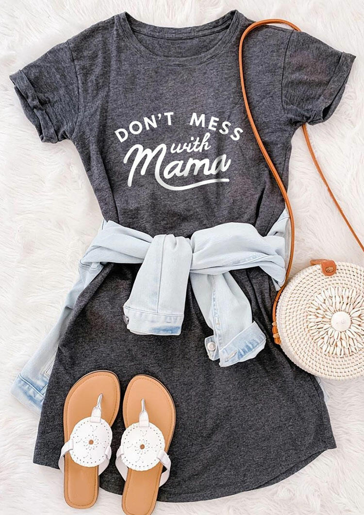 

Don't Mess With Mama Mini Dress - Gray, 482401