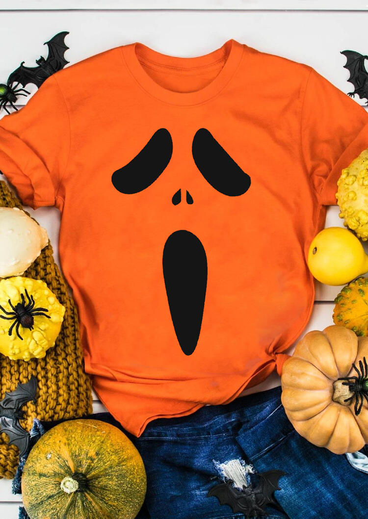 

Halloween Pumpkin Face Funny T-Shirt Tee - Orange, 482255