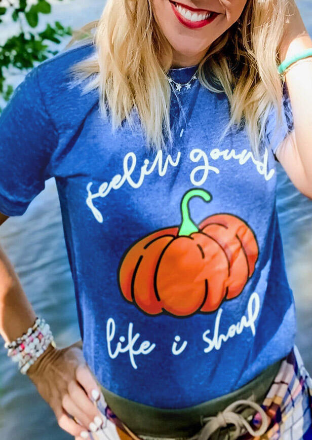 

Thanksgiving Pumpkin Feelin' Gourd T-Shirt Tee - Royal Blue, 482258