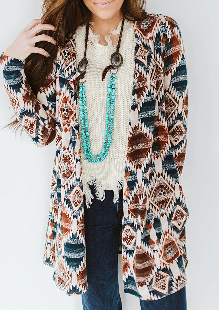 

Vintage Aztec Geometric Cardigan, Multicolor, 482452