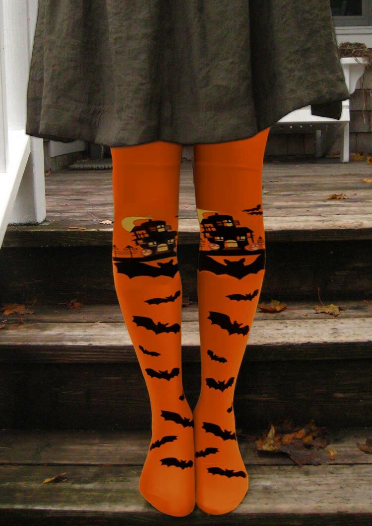 

Halloween Bat Over Knee Warm Socks, Orange, 481753