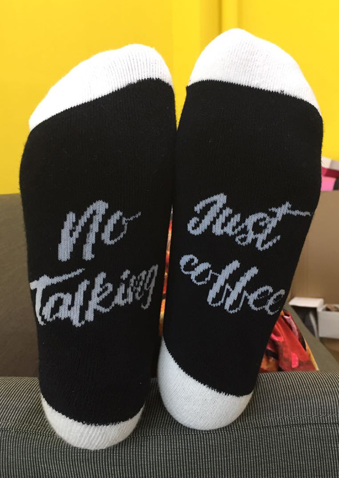 

No Talking Just Coffee Socks, Dark grey, 103578