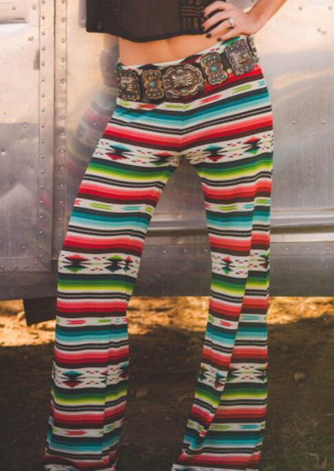 

Serape Striped Wide Leg Pants without Belt, Multicolor, 483181