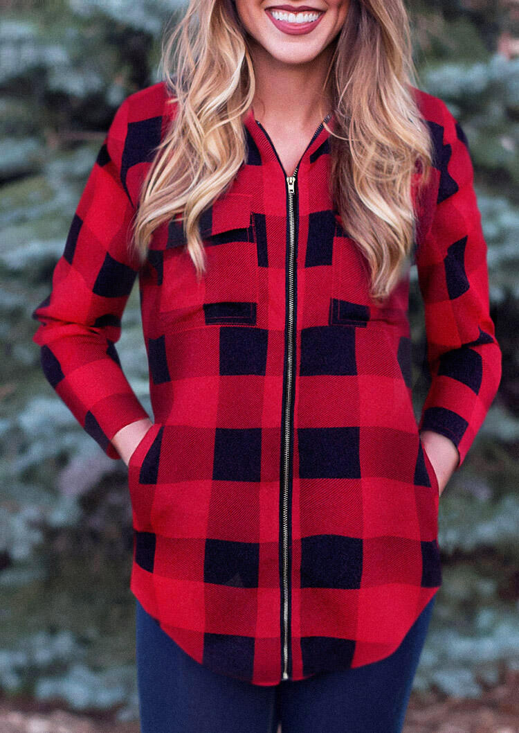 hooded buffalo plaid coatigan