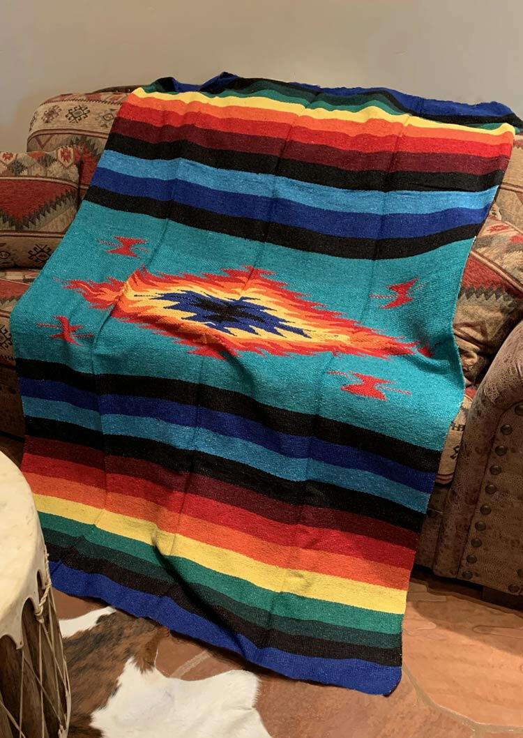 

Aztec Geometric Colorful Striped Blanket, Multicolor, 482884