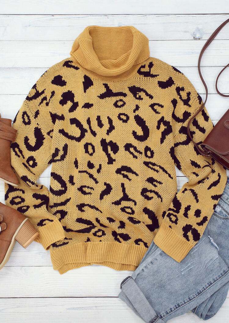 rd style leopard turtleneck pullover