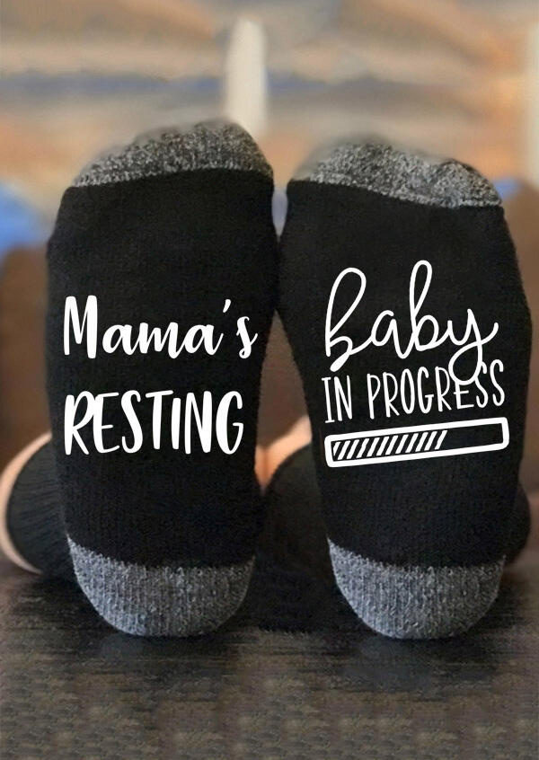 

Mama's Resting Baby In Progress Socks, Black, 483449