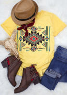 Vintage Aztec Geometric O-Neck T-Shirt