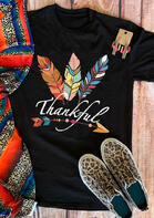 Thanksgiving Colorful Feather Arrow Letter T-Shirt