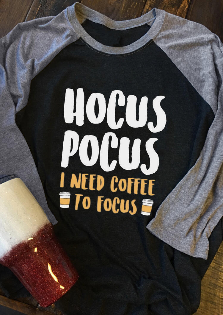 

Hocus Pocus I Need Coffee To Focus T-Shirt Tee - Black, 483572