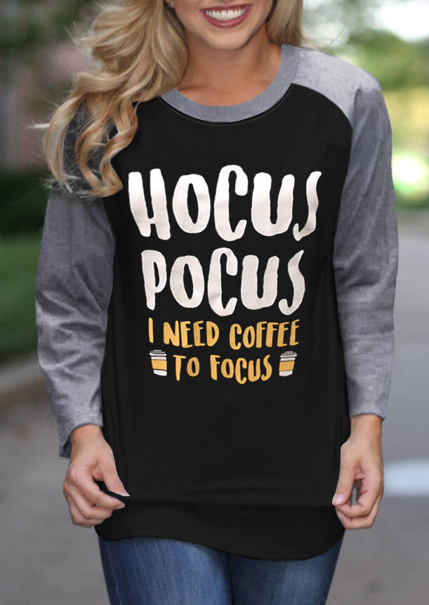 Hocus Pocus I Need Coffee To Focus T-Shirt Tee - Black