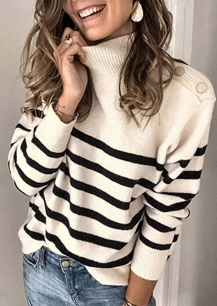 

Striped Splicing Knitted Pullover Sweater, Stripe, 483899