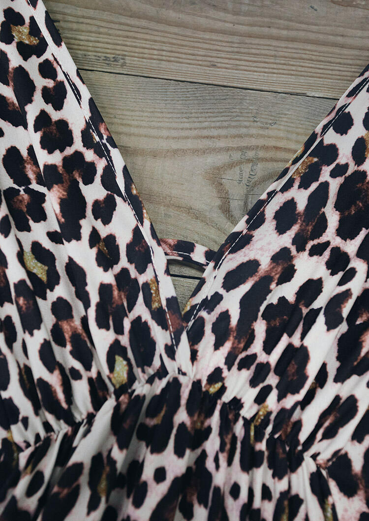 Leopard Ruffled Open Back Mini Dress