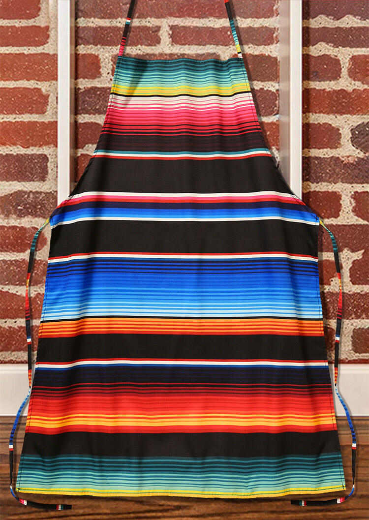 

Serape Striped Tie Kitchen Bib Apron, Multicolor, 483607