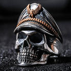 Vintage Soldier Skull Open Adjustable Ring