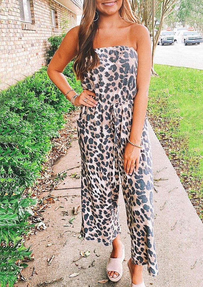

Leopard Drawstring Sleeveless Jumpsuit, 484142