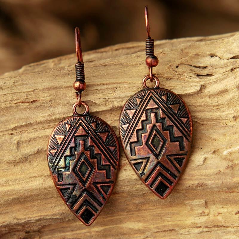 

Vintage Nepalese Geometric Pendant Earrings, Coffee, 483958