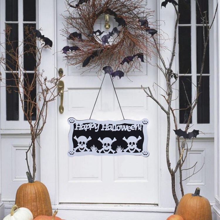 

Halloween Pumpkin Skull Spider Door Hanging Decoration, Black, 484107