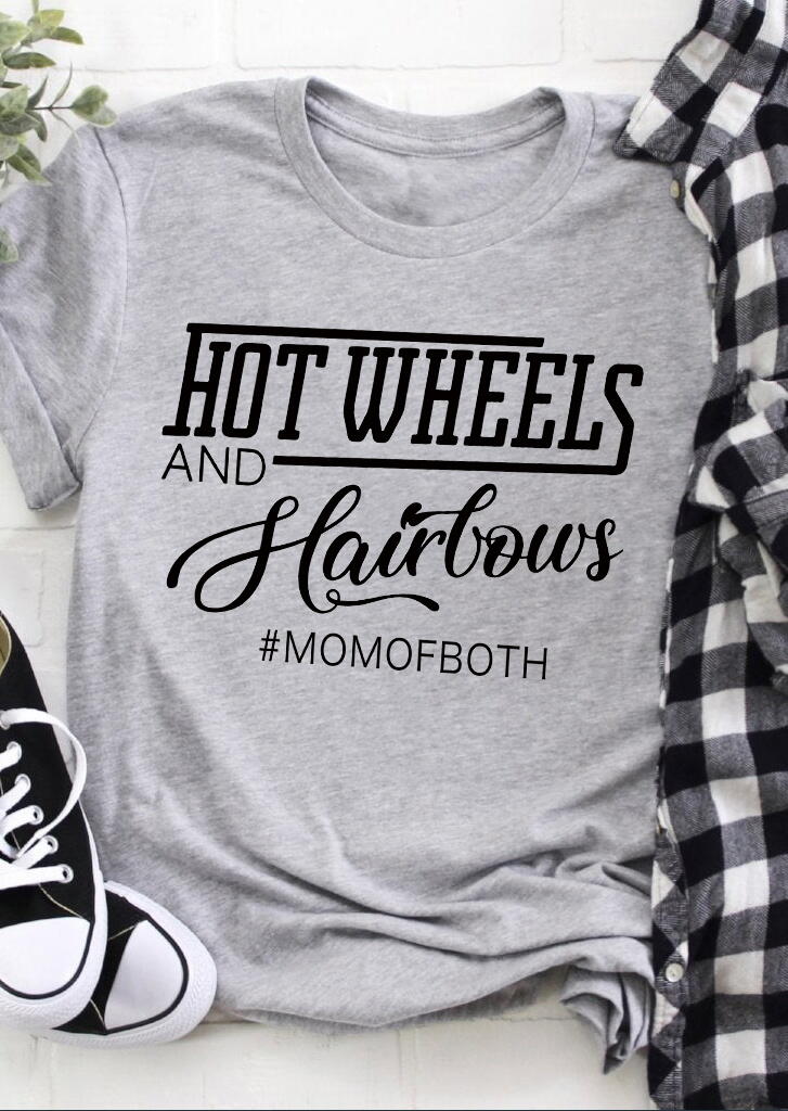 

Hot Wheels And Hairlows Mom Of Both T-Shirt Tee - Gray, 484134