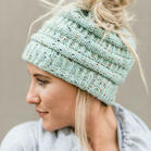 Warm Soft Lined Knitted Ponytail Beanie Hat