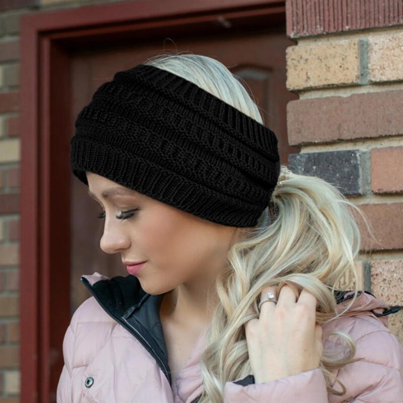 

Winter Warm Empty Top Beanie Knitted Ponytail Hat, Gray, 484204