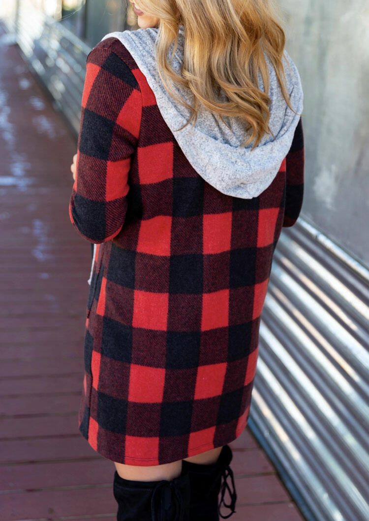 buffalo plaid hooded cardigan