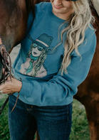 Western Cowgirl Long Sleeve Pullover Sweatshirt