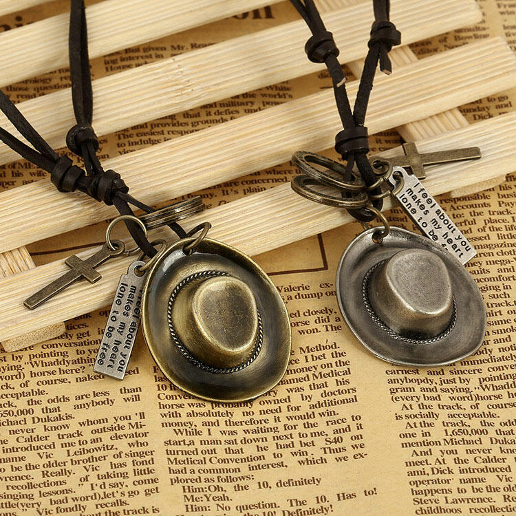 

Vintage Cowboy Hat Cross Pendant Neckalce, Gold;silver, 484471
