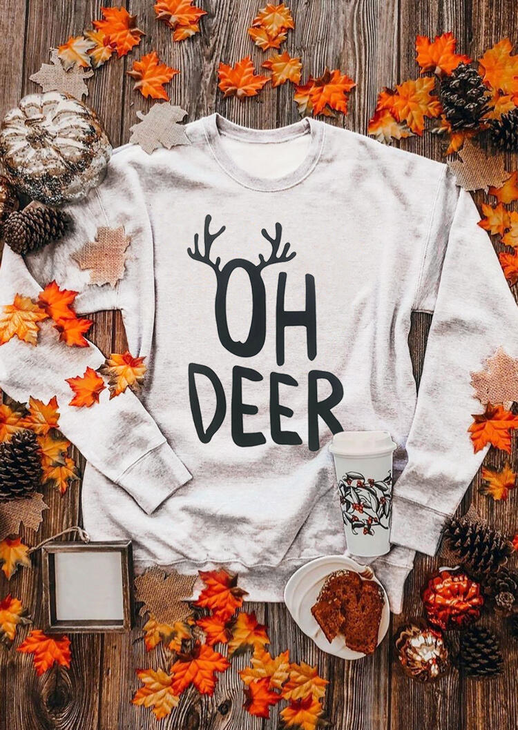 

Oh Deer O-Neck Sweatshirt - Gray, 484294