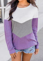 Color Block Long Sleeve Knitted Sweater
