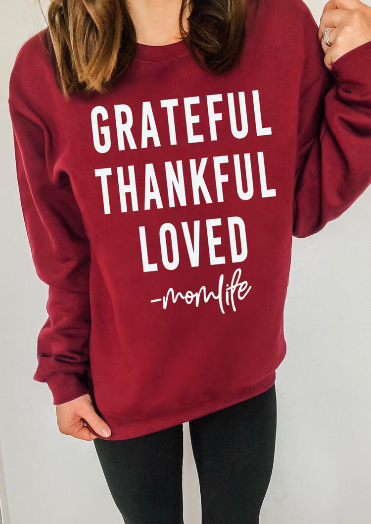 

Grateful Thankful Loved Mom Life Sweatshirt - Red, 484371