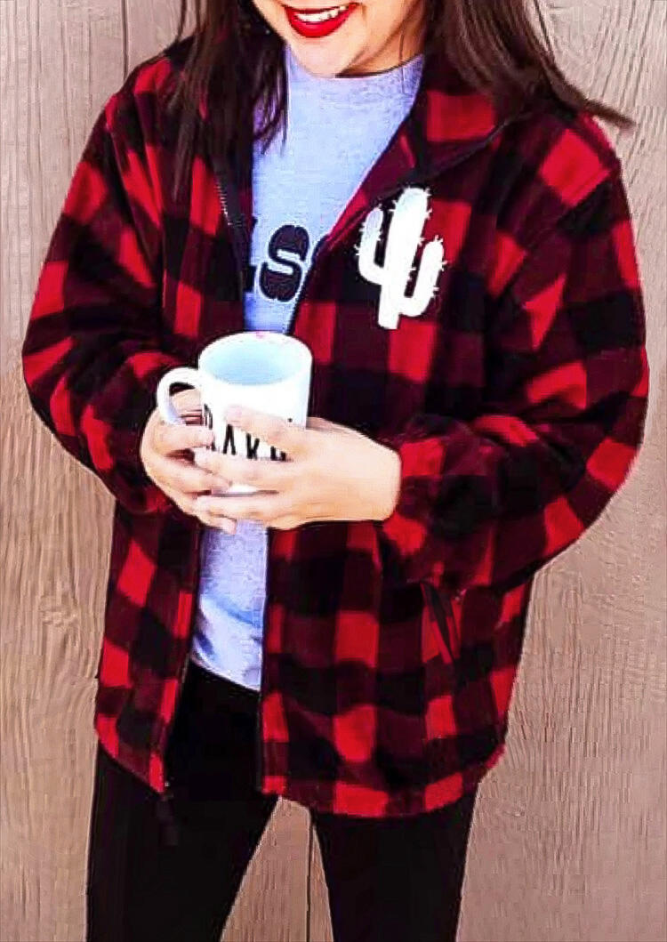 

Buffalo Plaid Cactus Long Sleeve Jacket Coat, 484309
