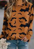 Halloween Bat O-Neck Long Sleeve Pullover Sweatshirt