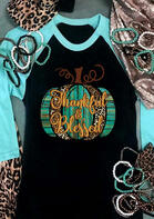 Thanksgiving Leopard Pumpkin Blessed Letter T-Shirt