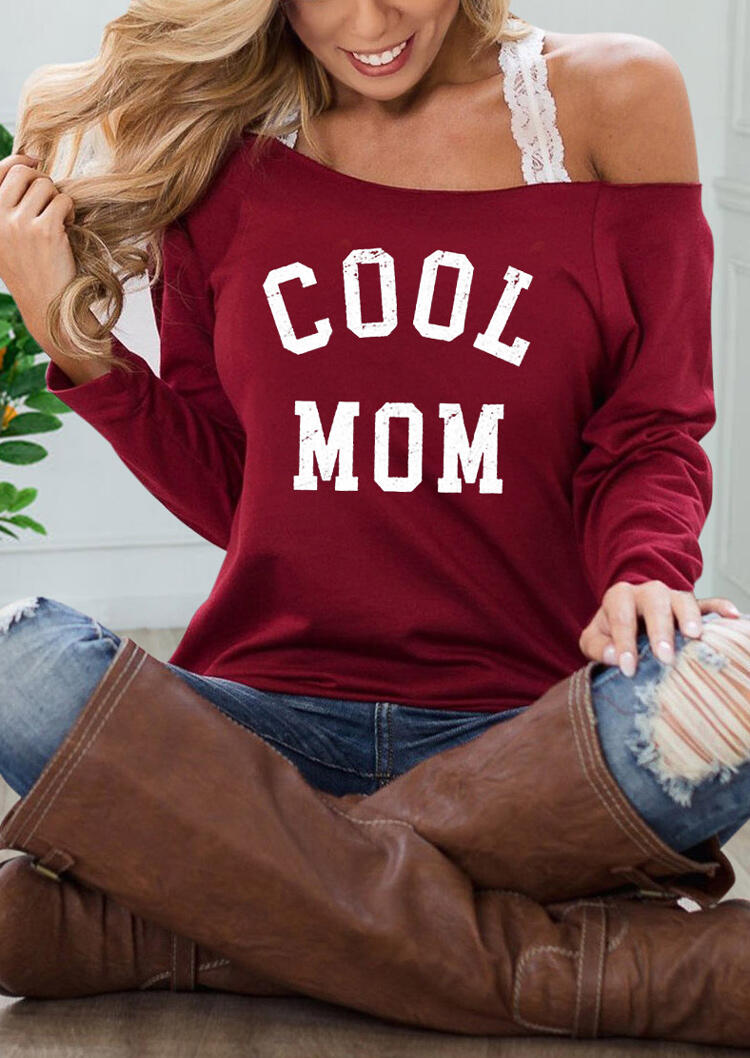 

Cool Mom Slash Neck Blouse without Lace Camisole - Burgundy, 484659