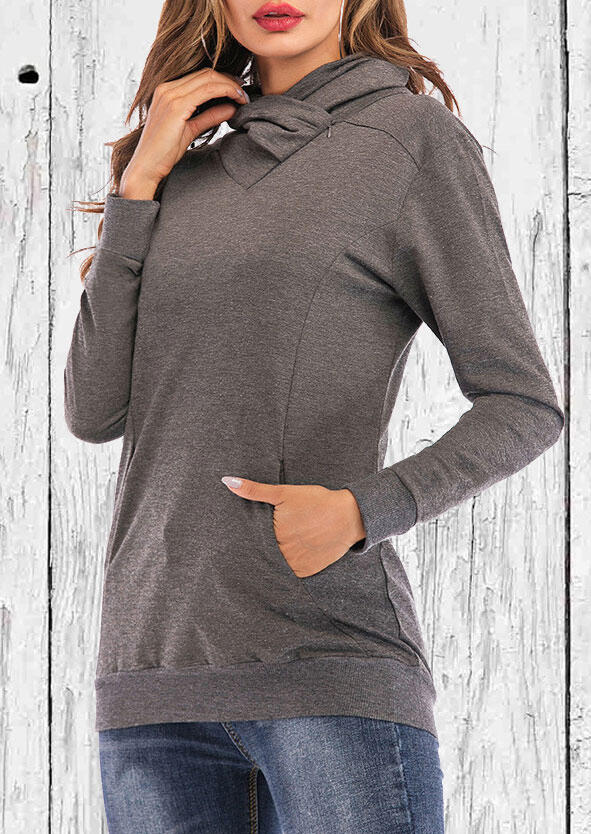 

Kangaroo Pocket Cowl Neck Pullover Sweatshirt - Gray, 484748