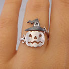 Halloween Pumpkin Face Witch Hat Open Adjustable Alloy Ring