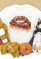 Thanksgiving Autumn Maple Leaf Lips O-Neck T-Shirt