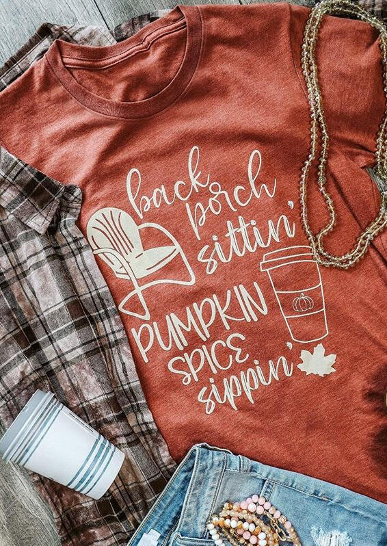 

Pumpkin Spice Maple Leaf T-Shirt Tee - Orange, 485082