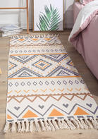 Tassel Geometric Splicing Ethnic Woven Carpet