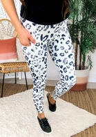 Leopard Pocket Skinny Elastic Waist Pants