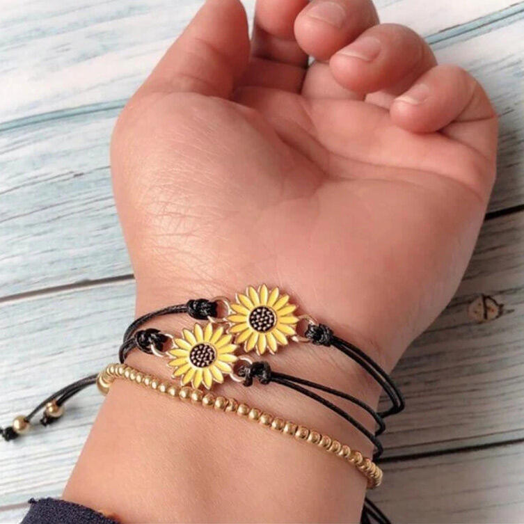 Adjustable Sunflower Braid Alloy Bracelet